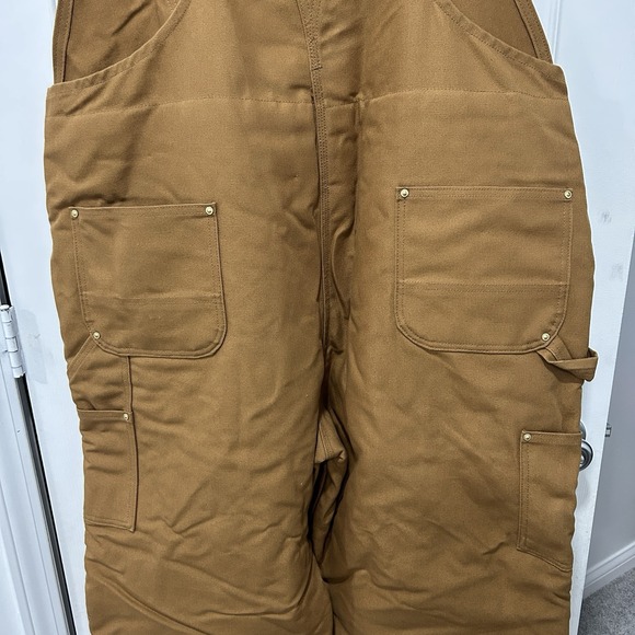 Carhartt Men 2XL Brown Loose Fit Duck Bib Overalls XXL EUC LINED!! - Picture 9 of 10